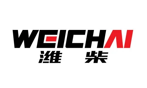 Motor de la marca Weichai en vista completa sobre base metálica de exhibición