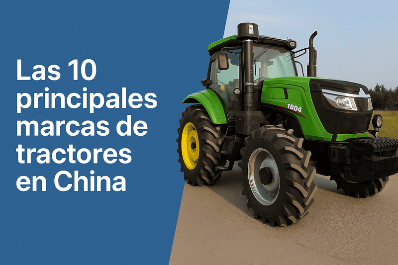 Banner de marca de tractor agrícola con logotipo, modelo destacado y fondo de campo