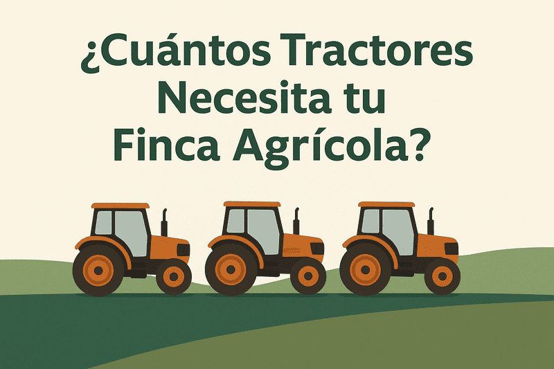 Tractor agrícola moderno trabajando en una granja con campo verde al fondo