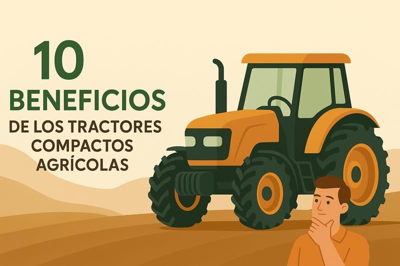 Ilustración mostrando los principales beneficios de los tractores compactos para agricultura eficiente.