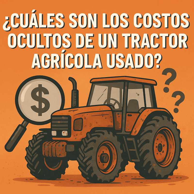Ilustración comparativa del costo de un tractor de segunda mano en América Latina, orientada a agricultores.