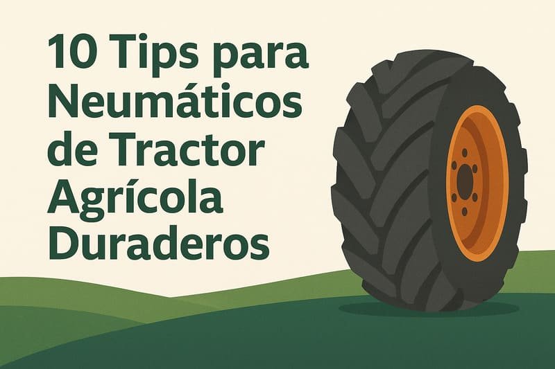 Ilustración sobre la vida útil de neumáticos de tractor mostrando desgaste y durabilidad.