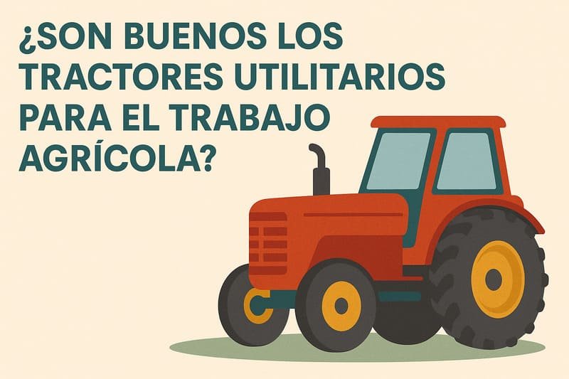 Ilustración detallada de tractores utilitarios modernos en un campo agrícola latinoamericano.