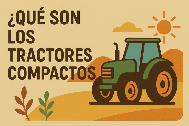 Ilustración de un tractor compacto agrícola moderno sobre fondo blanco para trabajos de campo.