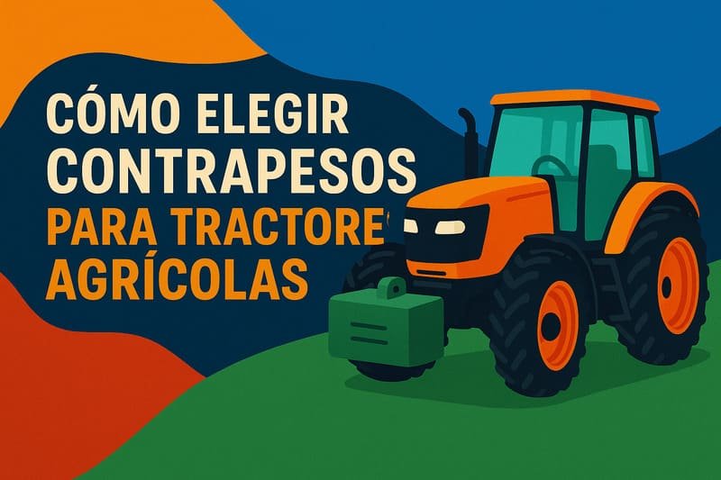 Ilustración detallada de un contrapeso para tractor agrícola, mostrando su instalación y función.